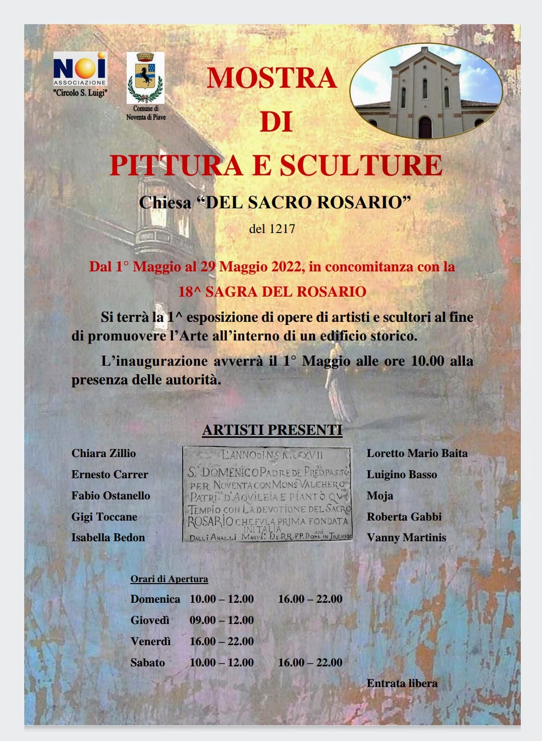 Mostra di pitture e Sculture  Chiesa " del Sacro Rosario" del 1217